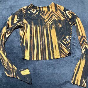 Sheer orange tiger stripe top